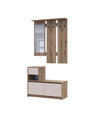 Vorraum Bela Eiche Evok / Kaschmir 1 Spanplatte / 1 Spiegel 100×40×210 (44900411)