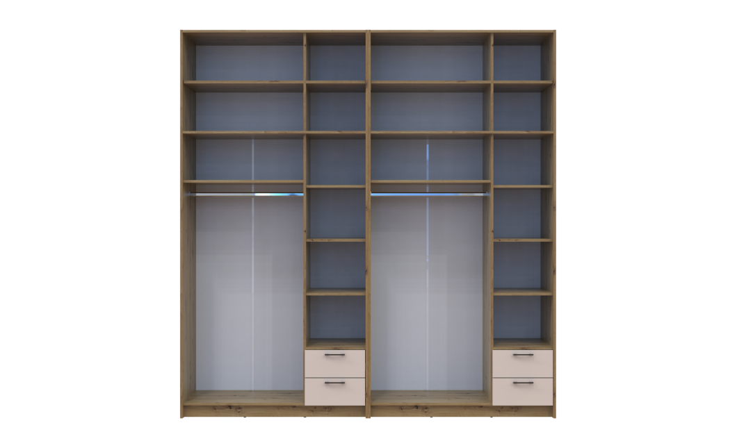 Kleiderschrank mit Spiegel und hohem Aufsatz Doros Rondi Artisan Eiche/Kaschmir 3+3 Türen 242x52x260 (42005683)