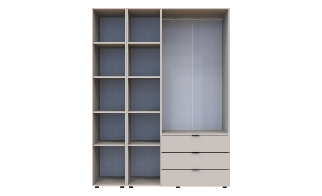 Kleiderschrank Doros Gelar Kaschmir 3 Türen mit Spiegel 155x49,5x203,4 (80737657)