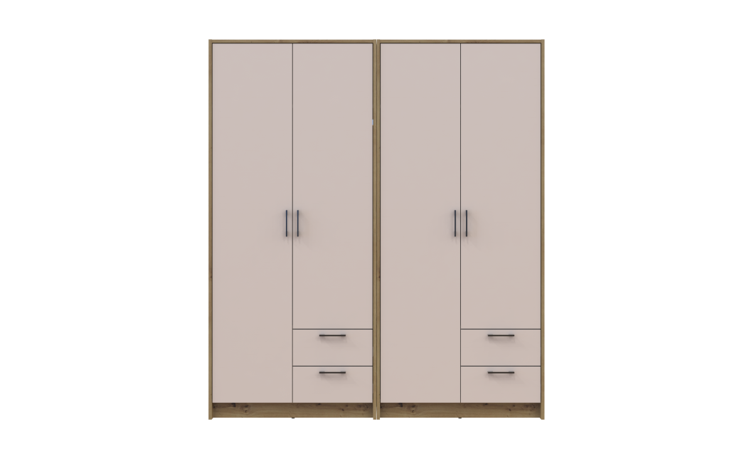 Kleiderschrank Doros Rondi Artisan Eiche/Kaschmir 2+2 Türen 164x52x195 (42005652)