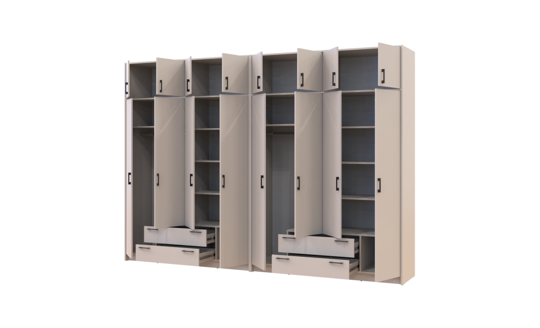 Kleiderschrank mit Aufsatz Doros Rondi Kaschmir 4+4 Türen 320x52x236 (42005638)