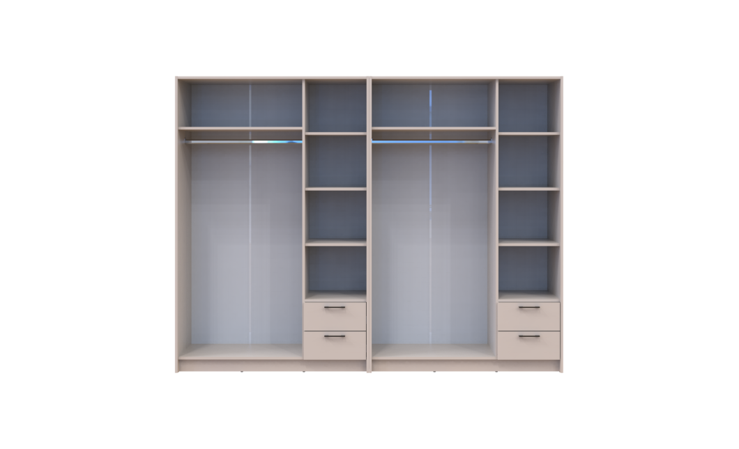 Kleiderschrank mit Spiegel Doros Rondi Kaschmir 3+3 Türen 242x52x195 (42005623)