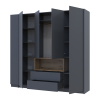 Kleiderschrank Doros Dale mit Drehtüren Anthrazit/Ewok Eiche 4 Türen 234x52x220 (42005339)