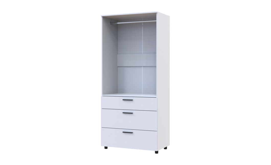 Kleiderschrank Doros Thorn Weiß 2 Türen 3 Schubladen Kleiderstange 90x51,6x200 (44900437)