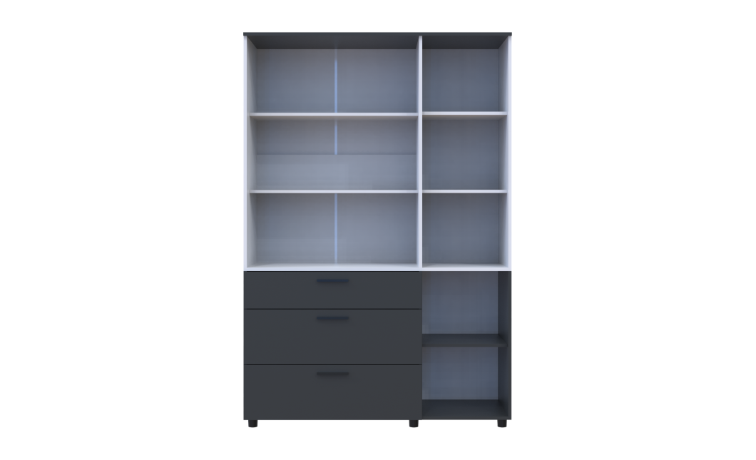Kleiderschrank Doros Thorn Anthrazit/Weiß 3 Türen 3 Schubladen Böden 135x51,6x200 (44900518)