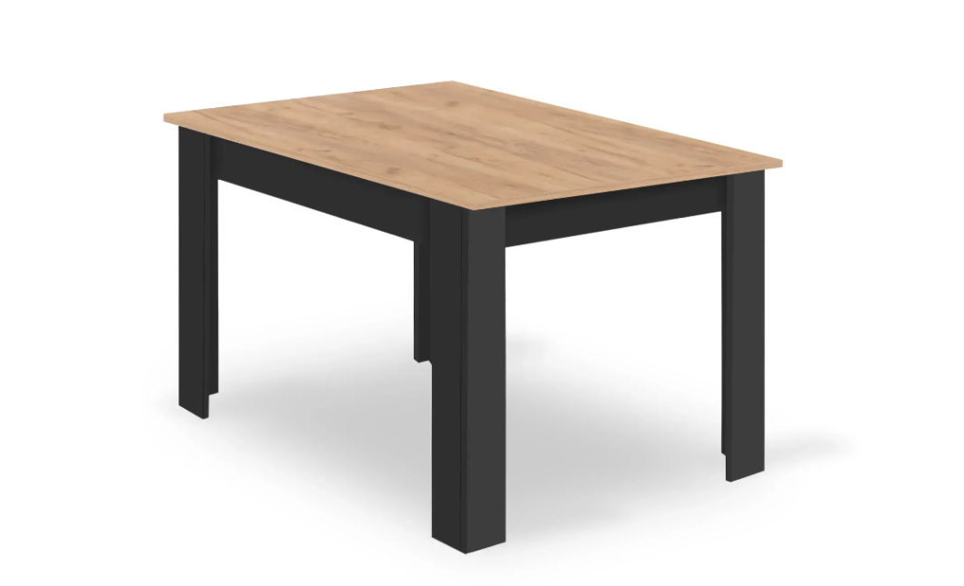 Essgruppe: Tisch NP 120x80 Craft / Schwarz + 2 Stühle MARK Schwarz-Weiß / Naturbeine (100408842)