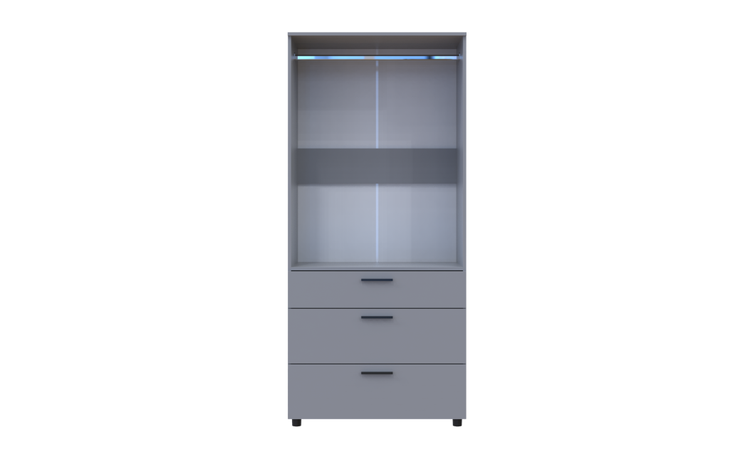 Kleiderschrank Doros Thorn Grau 2 Türen 3 Schubladen Kleiderstange 90x51,6x200 (44900441)