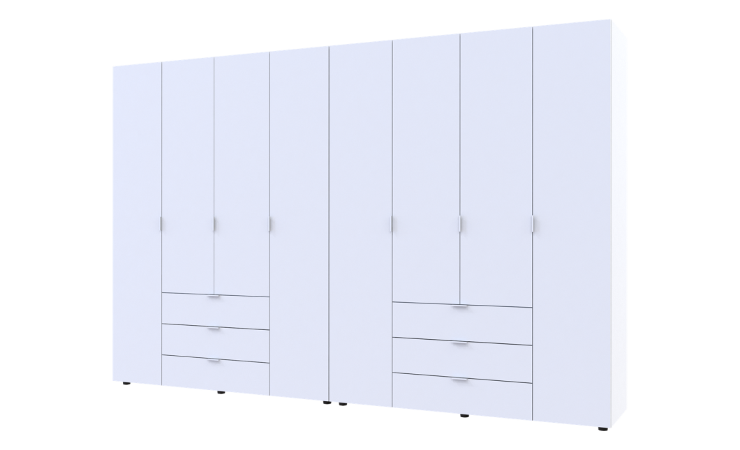 Kleiderschrank Doros Gelar Set mit Drehtüren Weiß 4+4 Türen 310x49,5x203,4 (42002121)