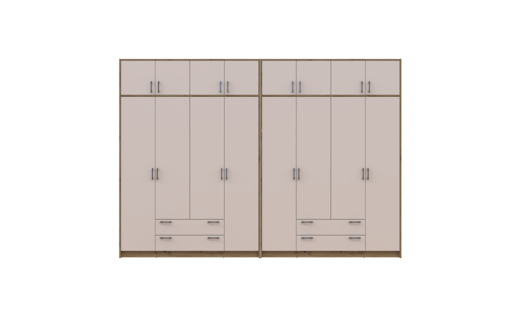 Kleiderschrank mit Aufsatz Doros Rondi Artisan Eiche/Kaschmir 4+4 Türen 320x52x236 (42005674)