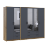 Kleiderschrank mit Spiegel Doros Rondi Artisan Eiche/Graphit 2+4 Türen 242x52x195 (42005693)
