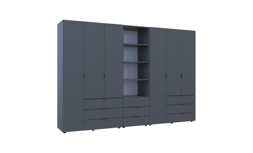 Kleiderschrank Doros Gelar Graphitgrau 3+3 Türen Säulenschrank 292,4x49,5x203,4 (42005172)
