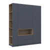 Kleiderschrank Doros Dale mit Drehtüren Anthrazit/Ewok Eiche 3 Türen 178x52x220 (42005338)