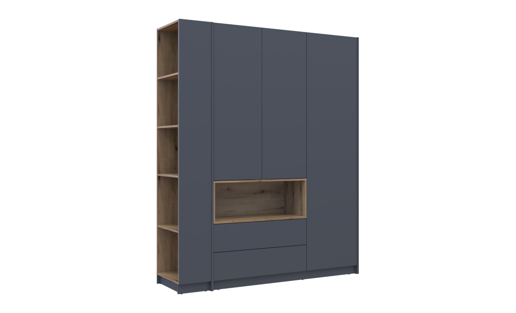 Kleiderschrank Doros Dale mit Drehtüren Anthrazit/Ewok Eiche 3 Türen 178x52x220 (42005338)