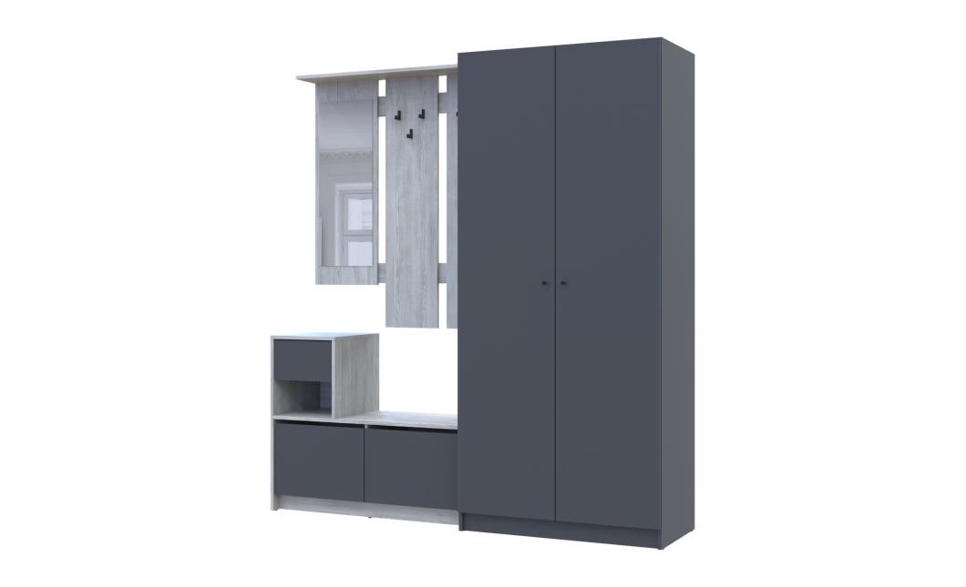 Flurmöbel Set Bela + Kleiderschrank Promo Kiefer Natti/Graphit 190x48x204 (42005329)