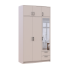 Kleiderschrank Doros Rondi mit Drehtüren mit Oberschrank und Spiegel Kaschmir 3 Türen 121x52x236 (80738475)