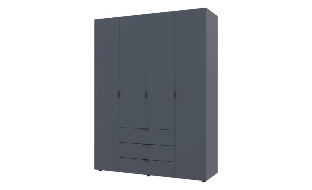 Kleiderschrank Doros Gelar mit Drehtüren Graphitgrau 4 Türen 155x49,5x203,4 (80737075)