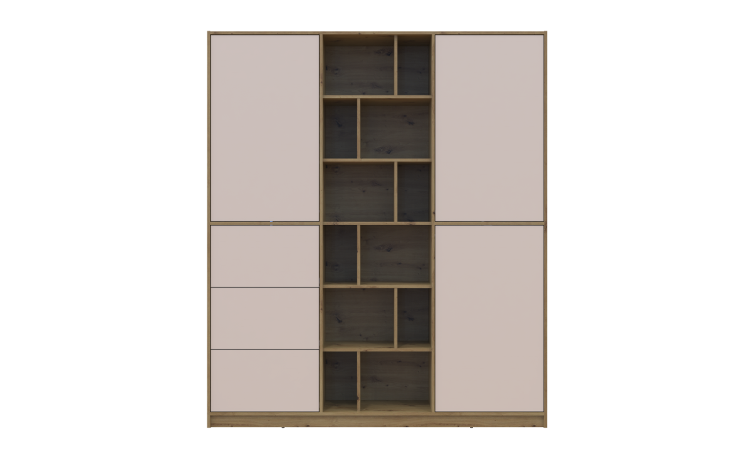 Kleiderschrank Doros Morgan Artisan Eiche/Kaschmir /Schubladen 180x40x210 (44900409)