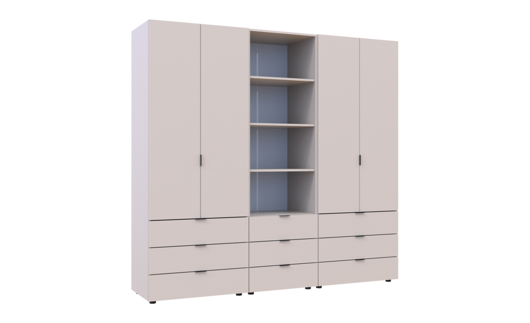 Kleiderschrank Doros Gelar Kaschmir 2+2 Türen Säulenschrank 215x49,5x203,4 (42005177)