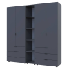 Kleiderschrank Doros Gelar Graphitgrau 2+2 Türen mit offenem Regal 193,2x49,5x203,4 (42005056)