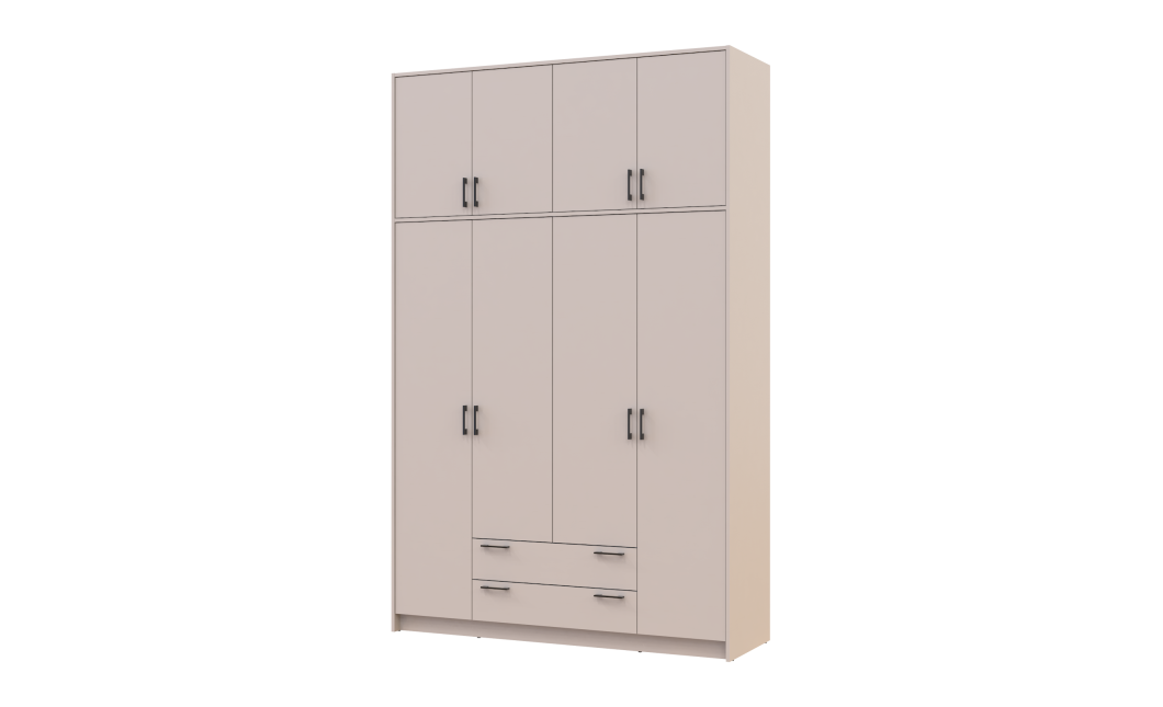 Kleiderschrank Doros Rondi mit Drehtüren mit Oberschrank Kaschmir 4 Türen 160x52x260 (80738488)