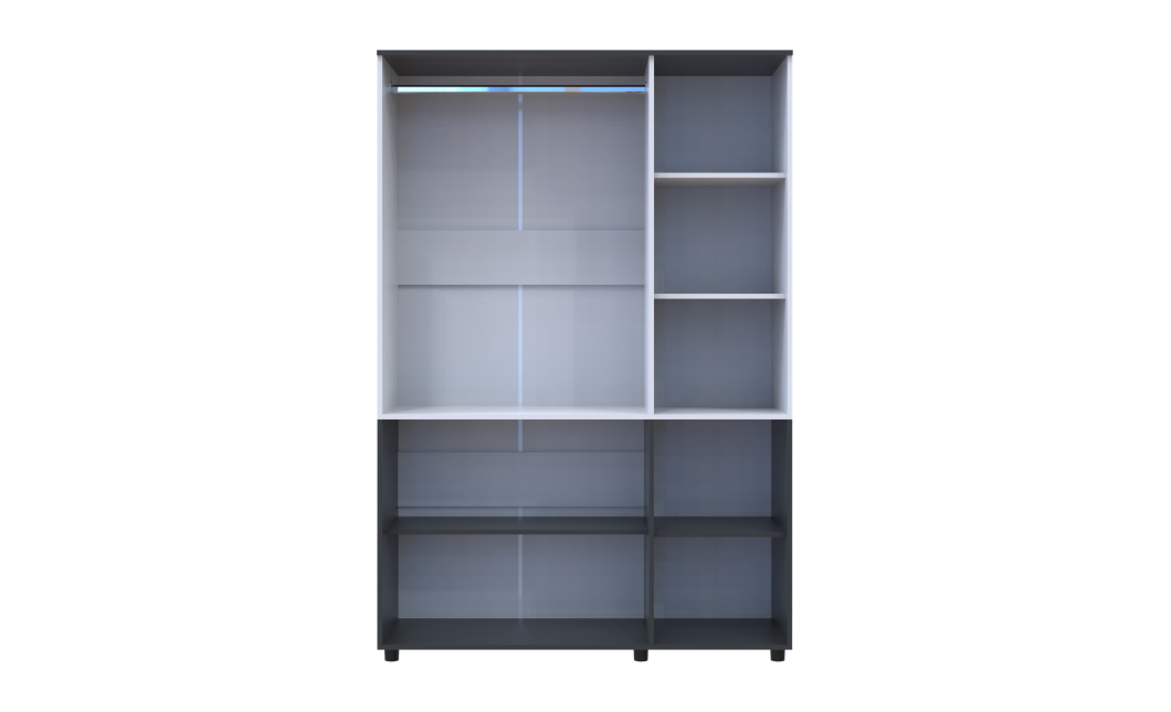 Kleiderschrank Doros Thorn Anthrazit/Weiß 3 Türen Kleiderstange 135x51,6x200 (44900515)