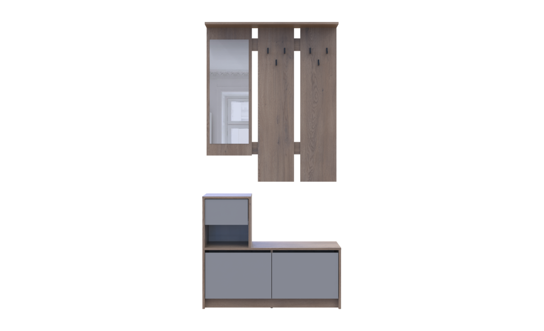 Flurmöbel Set Bela Cremona Cannolo/Grau mit Spiegel 100x40x210 (44900413)