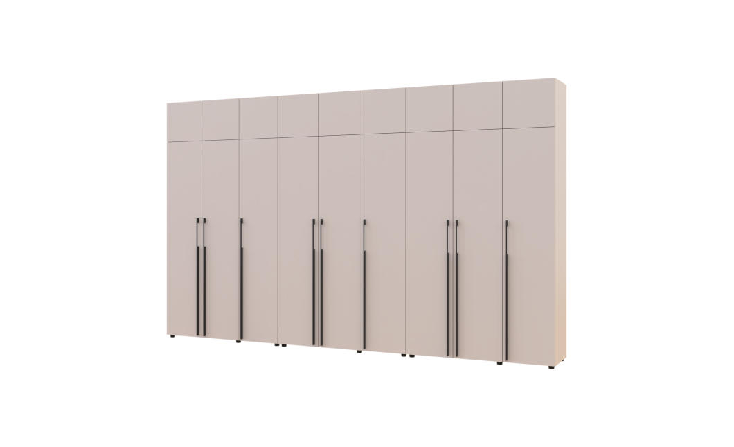 Kleiderschrank mit Schubladen, Regalen und Aufsatz Doros Kasper Kaschmir 3+3+3 Türen 405x48x245 (42005736)