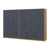 Kleiderschrank Doros Rondi Artisan Eiche/Graphit 3+4 Türen 281x52x195 (42005696)