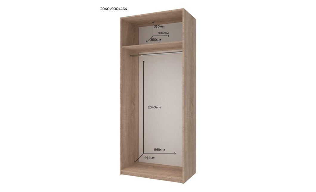 Kleiderschrank Doros Promo mit Drehtüren Sonoma Eiche 2+3 Türen 225x48x204 (42005003)