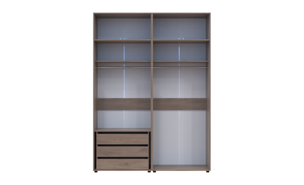 Kleiderschrank mit Schubladen und Aufsatz Doros Kasper Cremona Cannolo 2+2 Türen 180x48x245 (42005543)