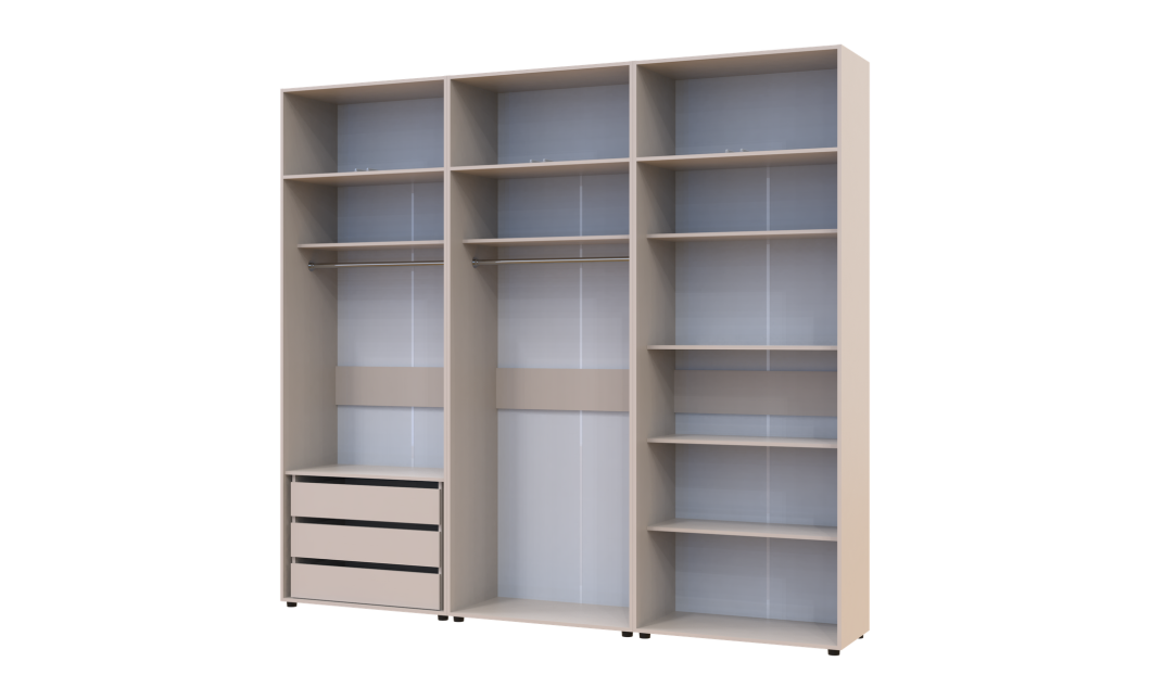 Kleiderschrank mit Schubladen, Regalen und Aufsatz Doros Kasper Kaschmir 2+2+2 Türen 270x48x245 (42005732)