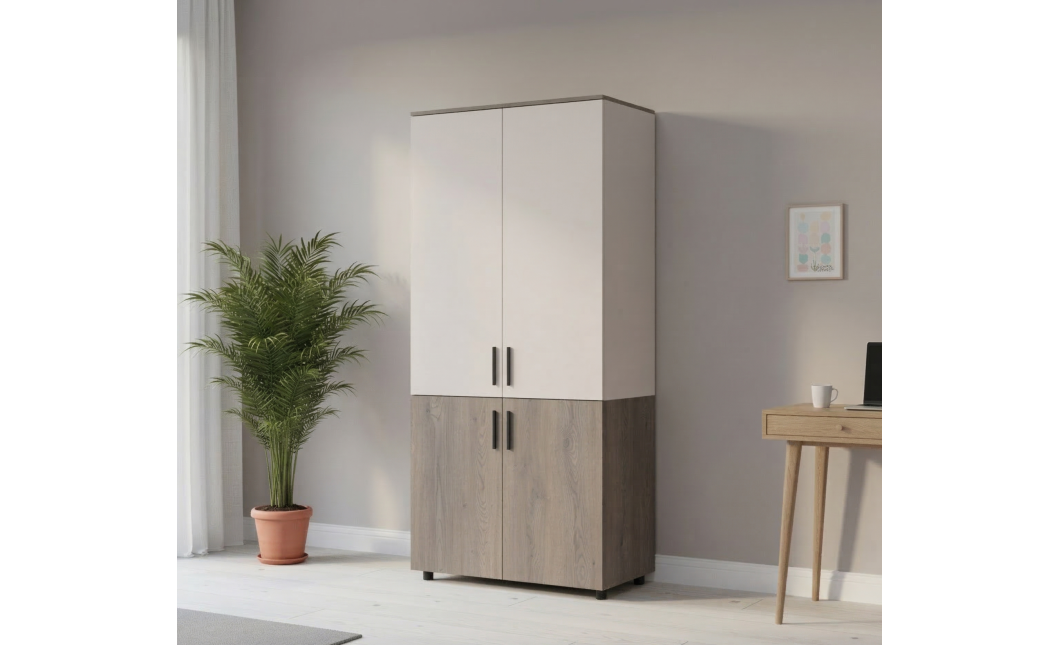 Kleiderschrank Doros Thorn Cremona Cannolo/Kaschmir 2 Türen Böden 90x51,6x200 (44900452)
