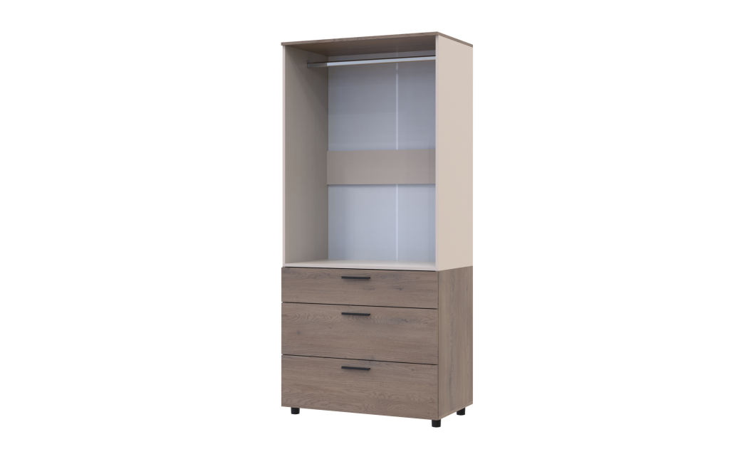 Kleiderschrank Doros Thorn Cremona Cannolo/Kaschmir 2 Türen 3 Schubladen Kleiderstange 90x51,6x200 (44900453)