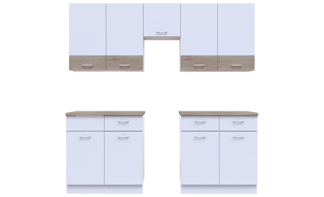Küche Doros Leia 300x60x250 Weiß / Sonoma Eiche (81000008)