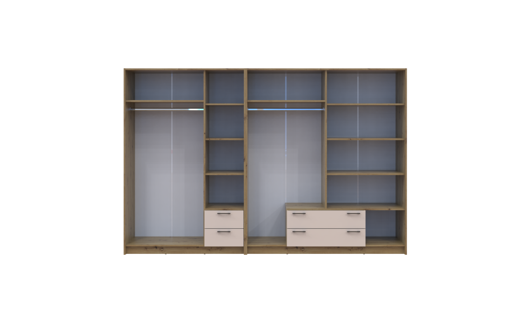Kleiderschrank mit Spiegel Doros Rondi Artisan Eiche/Kaschmir 3+4 Türen 281x52x195 (42005661)