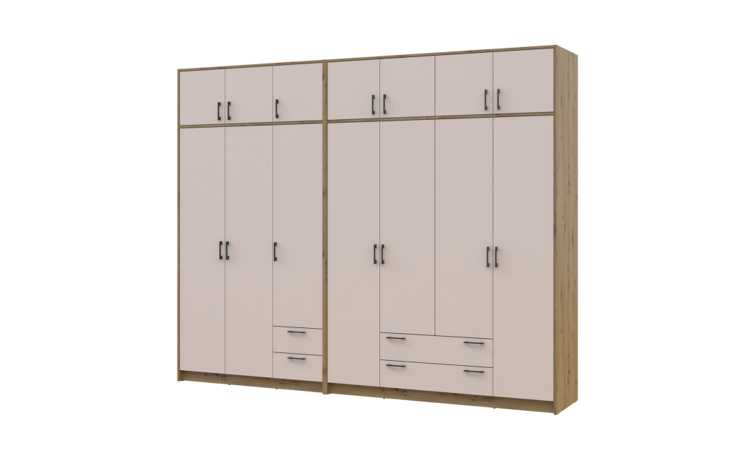 Kleiderschrank mit Aufsatz Doros Rondi Artisan Eiche/Kaschmir 3+4 Türen 281x52x236 (42005672)