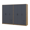 Kleiderschrank Doros Rondi Artisan Eiche/Graphit 3+3 Türen 242x52x195 (42005694)