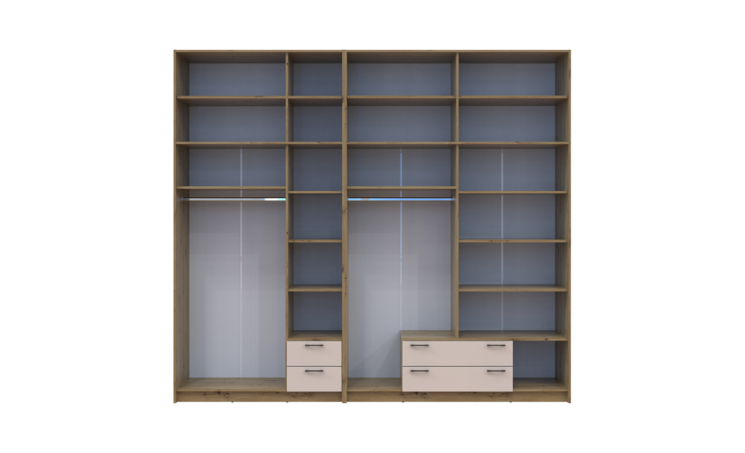 Kleiderschrank mit Spiegel und hohem Aufsatz Doros Rondi Artisan Eiche/Kaschmir 3+4 Türen 281x52x260 (42005685)