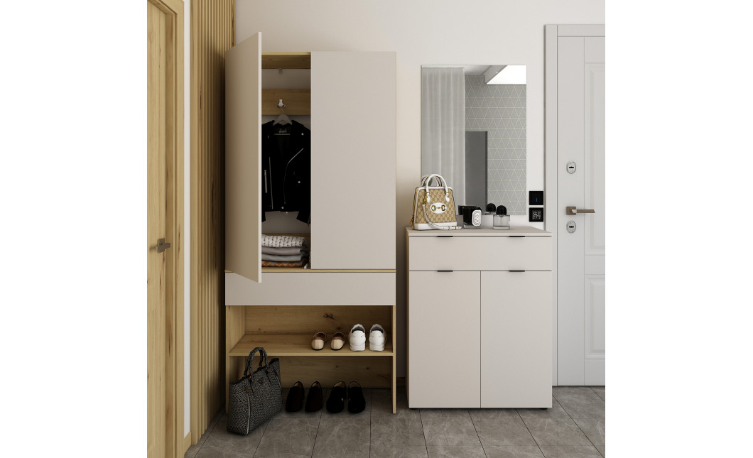 Kommode Doros Ron 2 Kaschmir 2 Türen 1 Schublade 80x38x100 (41516044)