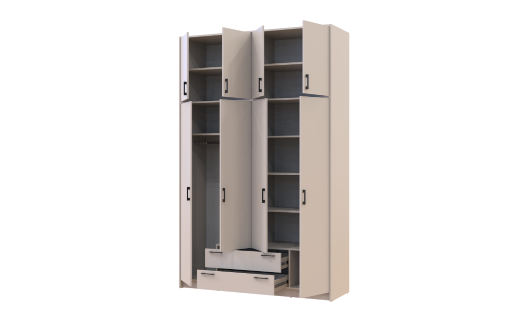 Kleiderschrank Doros Rondi mit Drehtüren mit Oberschrank Kaschmir 4 Türen 160x52x260 (80738488)
