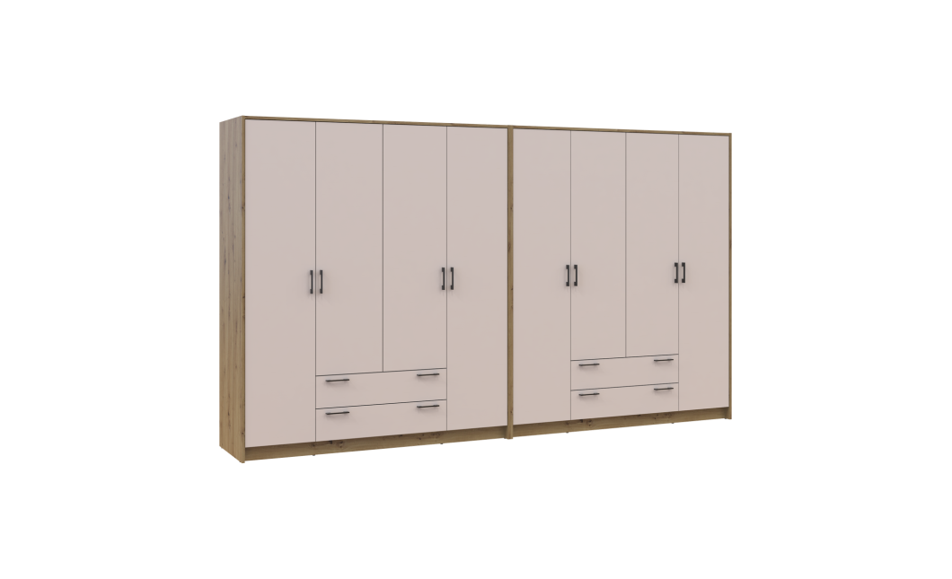 Kleiderschrank Doros Rondi Artisan Eiche/Kaschmir 4+4 Türen 320x52x195 (42005662)