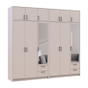 Kleiderschrank mit Spiegel und Aufsatz Doros Rondi Kaschmir 3+3 Türen 242x52x236 (42005635)