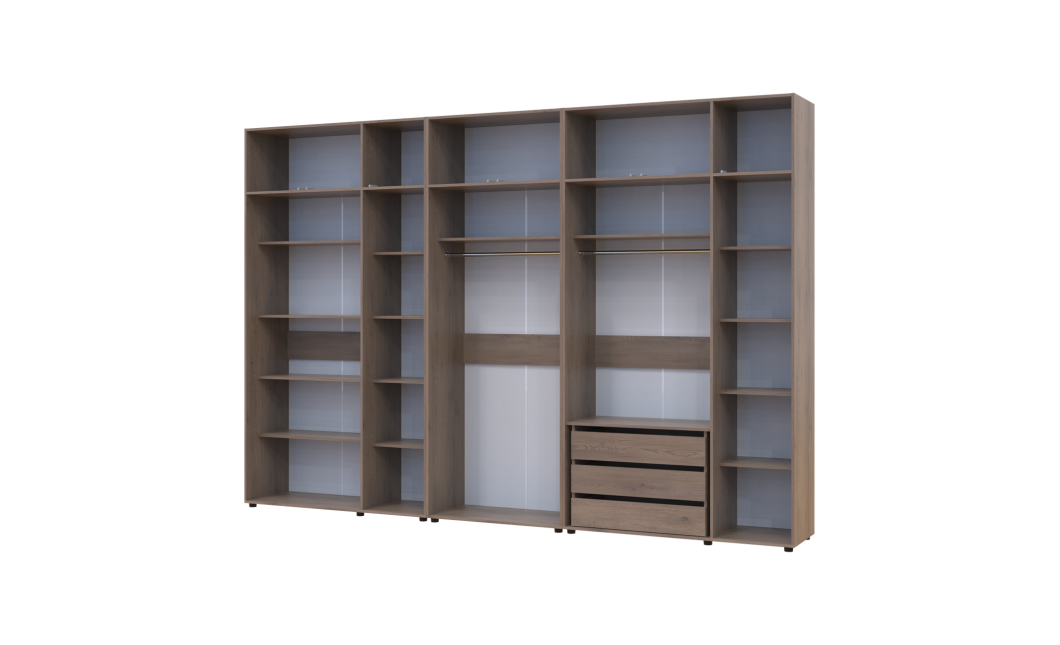 Kleiderschrank mit Schubladen, Regalen und Aufsatz Doros Kasper Cremona Cannolo 3+2+3 Türen 360x48x245 (42005745)