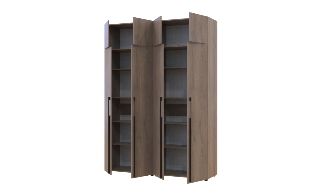 Kleiderschrank mit Regalen und Aufsatz Doros Kasper Cremona Cannolo 2+2 Türen 180x48x245 (42005541)