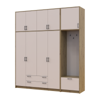 Kleiderschrank Doros Rondi mit Kleiderstange und hohem Oberschrank Artisan Eiche/Kaschmir 4 Türen 220x52x260 (42005300)