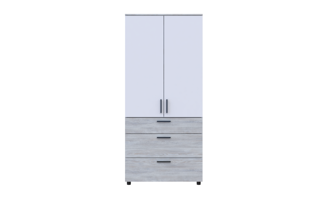 Kleiderschrank Doros Thorn Natti Kiefer/Weiß 2 Türen 3 Schubladen Böden 90x51,6x200 (44900462)
