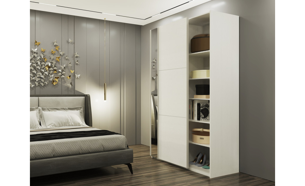 Kleiderschrank Doros G-Caiser Schiebetüren Weiß mit Spiegel 160x60x240 (42002103)