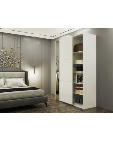 Kleiderschrank Doros G-Caiser Schiebetüren Weiß mit Spiegel 160x60x240 (42002103)