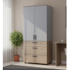 Kleiderschrank Doros Thorn Cremona Cannolo/Grau 2 Türen 3 Schubladen Böden 90x51,6x200 (44900458)