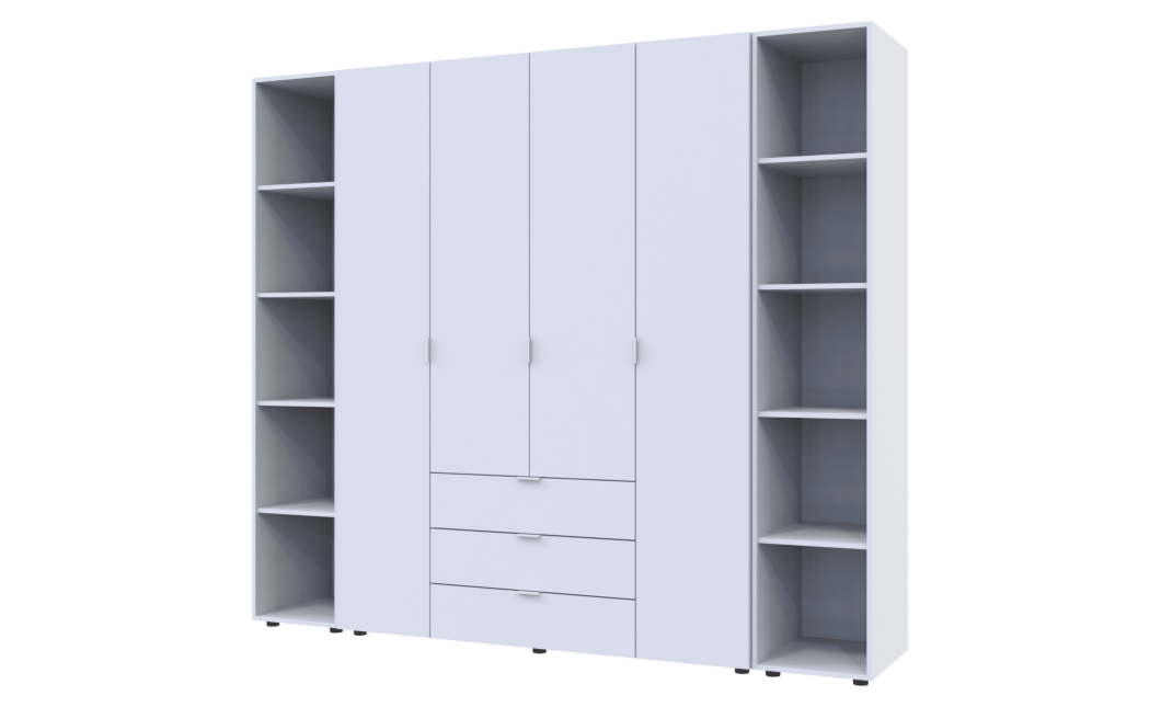 Kleiderschrank Doros Gelar Weiß 4 Türen mit 2 offenen Regalböden 231,4x49,5x203,4 (42005039)